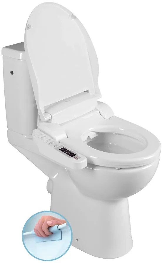 Sapho Sapho, HANDICAP WC kombi zvýšené sedadlo s elektronickým bidetom BLOOMING EKO PLUS, Rimless, zadný odpad, biela, NB-1160D-1