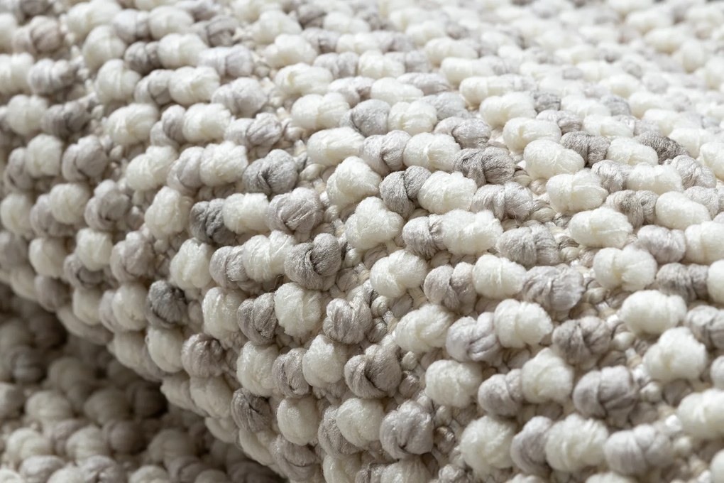 Koberec NANO EO78C Melanž, slučkový, plocho tkaný, sivo-biely