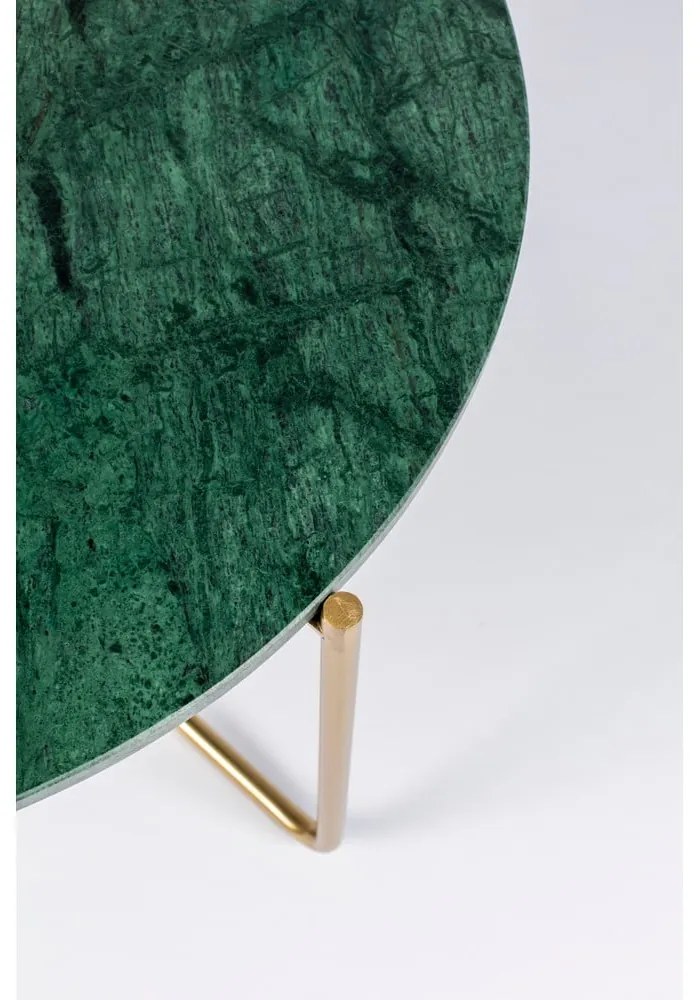Okrúhly konferenčný stolík s mramorovou doskou v zeleno-zlatej farbe ø 70 cm Timpa – White Label