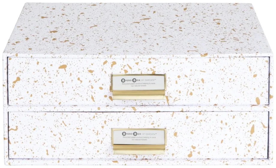 Zásuvkový box s 2 zásuvkami v zlato-bielej farbe Bigso Box of Sweden Birger