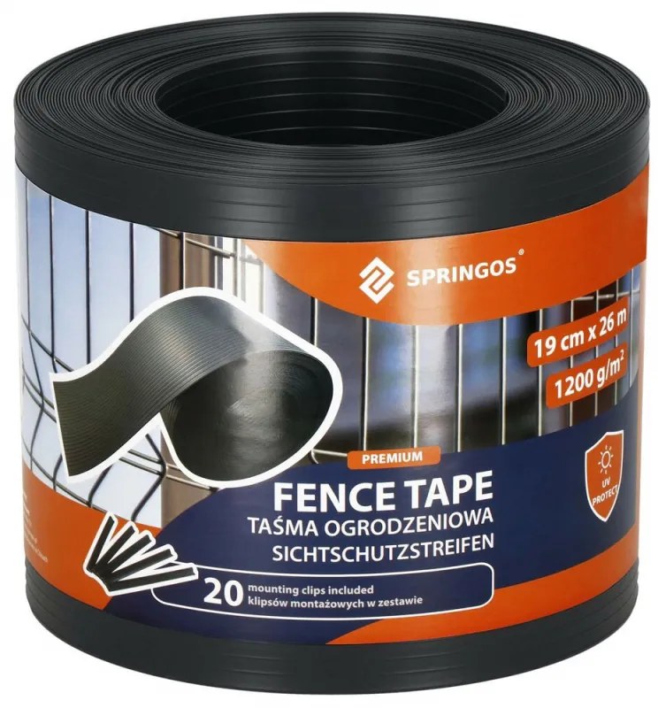 SPRINGOS Tieniaca plotová páska 19cm x 26m, premium, antracitová SPRINGOS FN0005