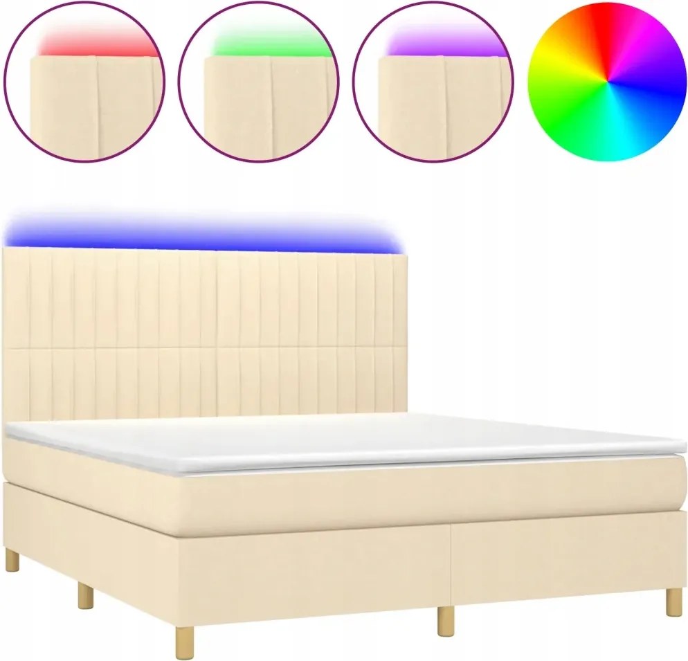 vidaXL Kontinentálna posteľ s matracom, krémová, 160 x 200 cm, látka