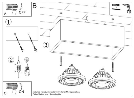 Sollux SL.0884 - Stropné svietidlo QUATRO 2xGU10/40W/230V betón