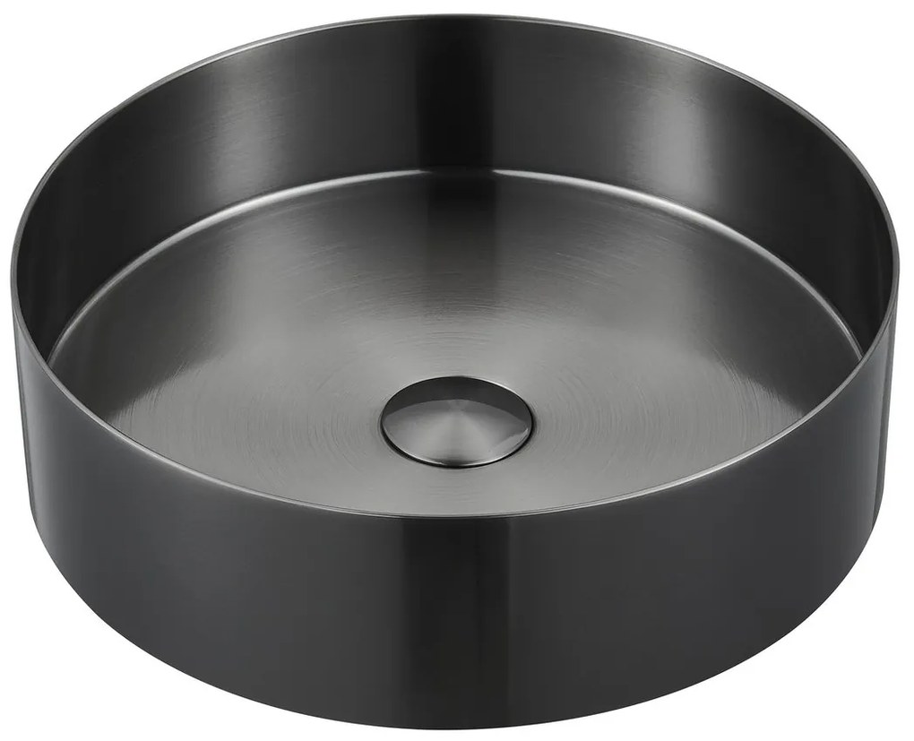 Sapho Sapho, AURUM nerezové umývadlo, priemer 38cm, vrátane výpuste, gun metal, AU101