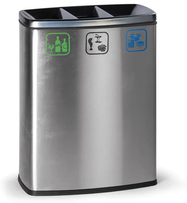 Odpadkový kôš na triedenie odpadu, 3x26 l, nerezový