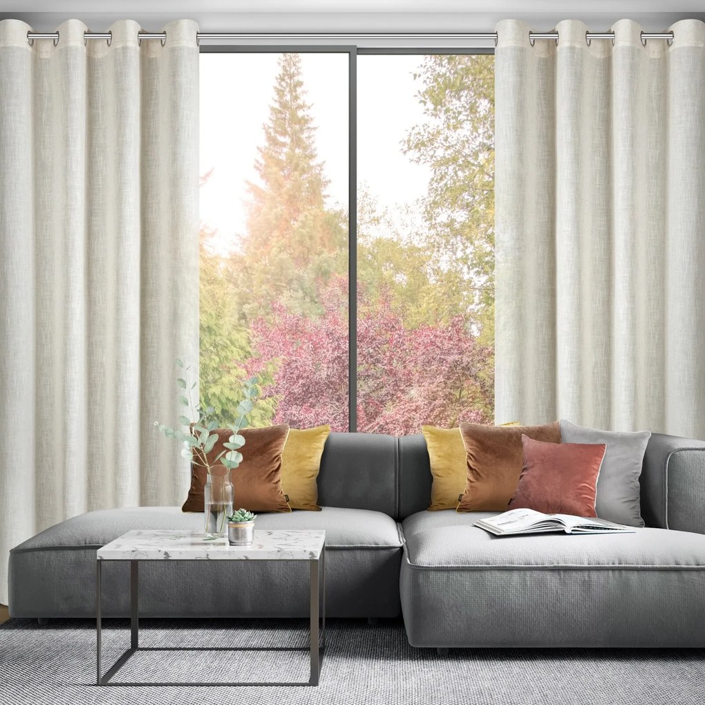 ZÁVES NA KRÚŽKOCH ELINA 140X250 CM PRÍRODNÁ