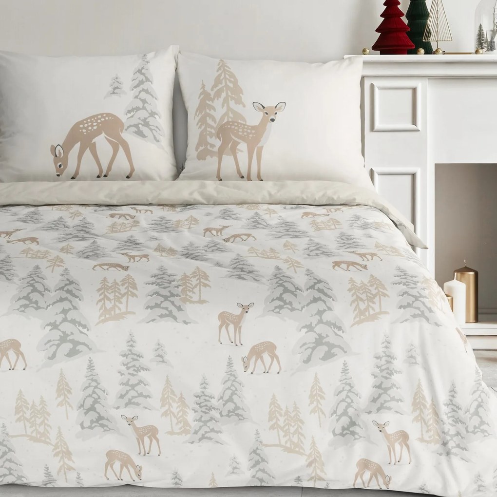 VIANOČNÉ RENFORCÉ OBLIEČKY FAWN 160X200 CM, 2 KS 70X80 CM VZOROVANÉ