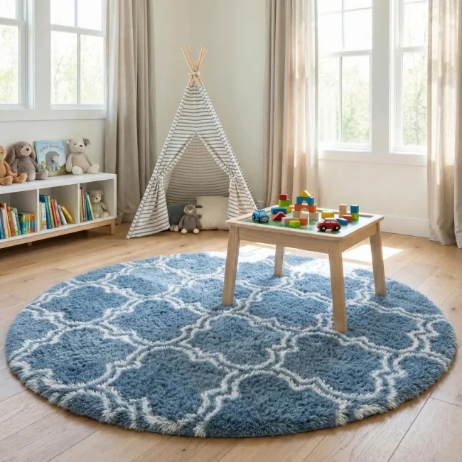 Protišmykový koberec DECOR strieborný kruh