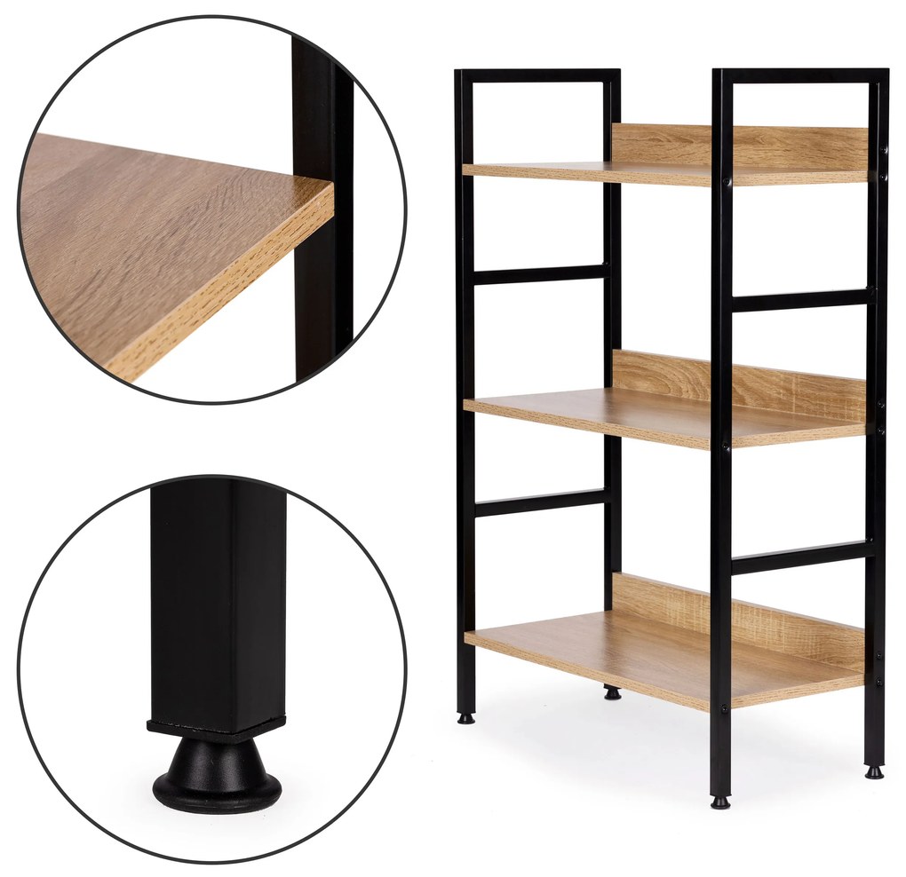 Moderný regál LOFT s 3 policami, 93 cm