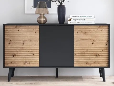 Široká skrinka Willow, čierna/dub artisan%