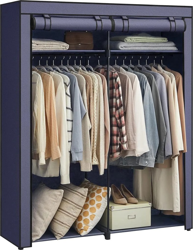 Modulárna skriňa, skladací šatník s 2 tyčami na šaty, sivý