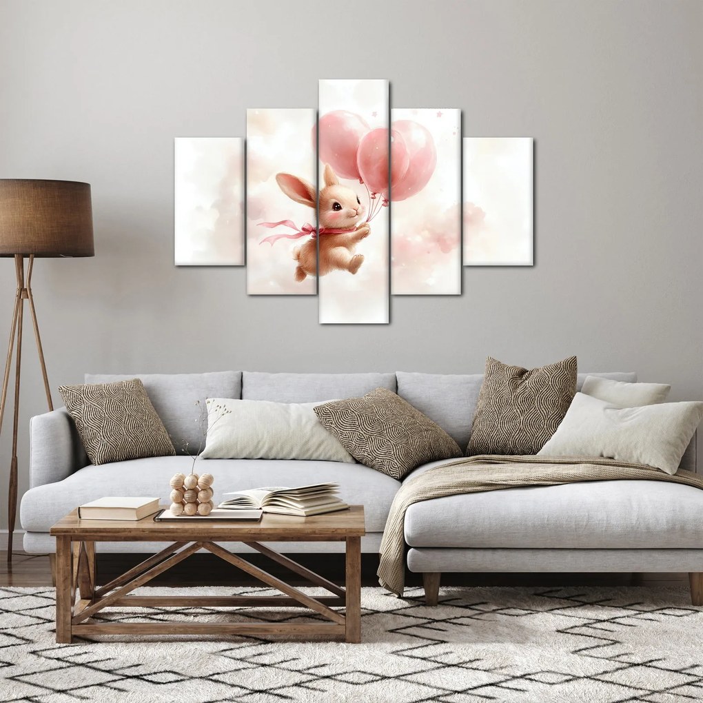 Obraz - Zajačik s balónikmi (150x105 cm)