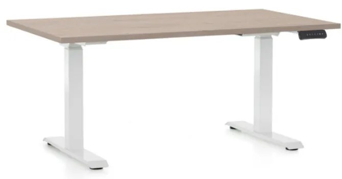 Výškovo nastaviteľný stôl OfficeTech C, 120 x 80 cm, biela podnož, dub