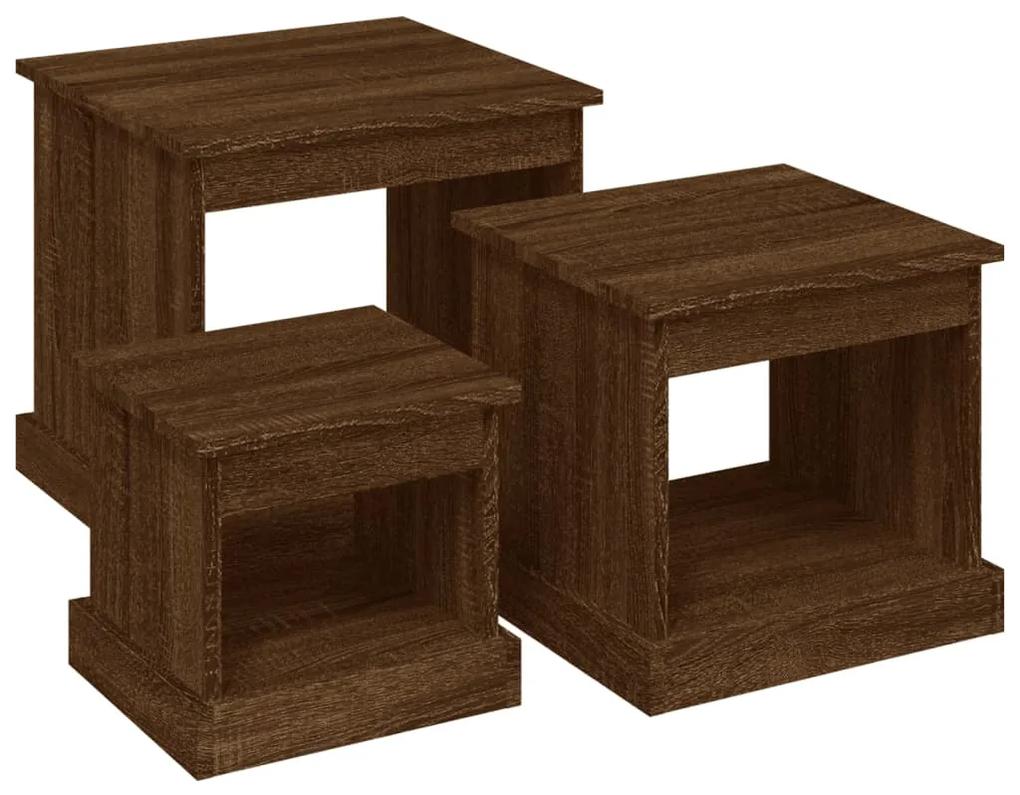 vidaXL Konferenčné stolíky 3 ks, hnedý dub, kompozitné drevo
