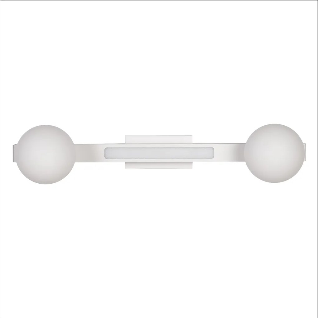 Nástenné svietidlo Magnet1, 2x biele sklenené tienidlo + 1x LED 13W, w