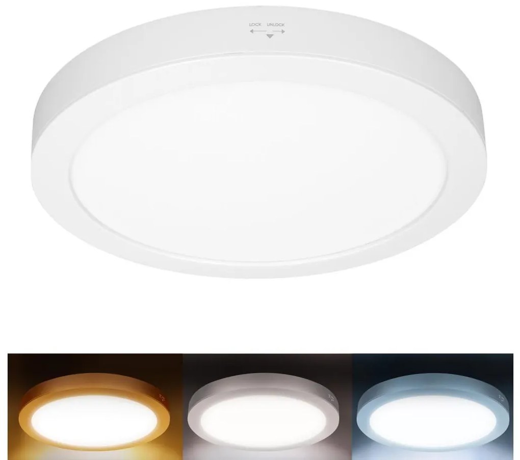 Solight WD244-W - LED panel 2v1 24W/230V 3000/4000/6000K pr. 30 cm IP54 biela