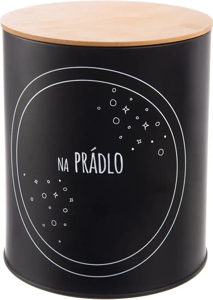 Orion Plechová dóza, čierna, s bambusovým vekom, NA PRÁDLO, 3,3L