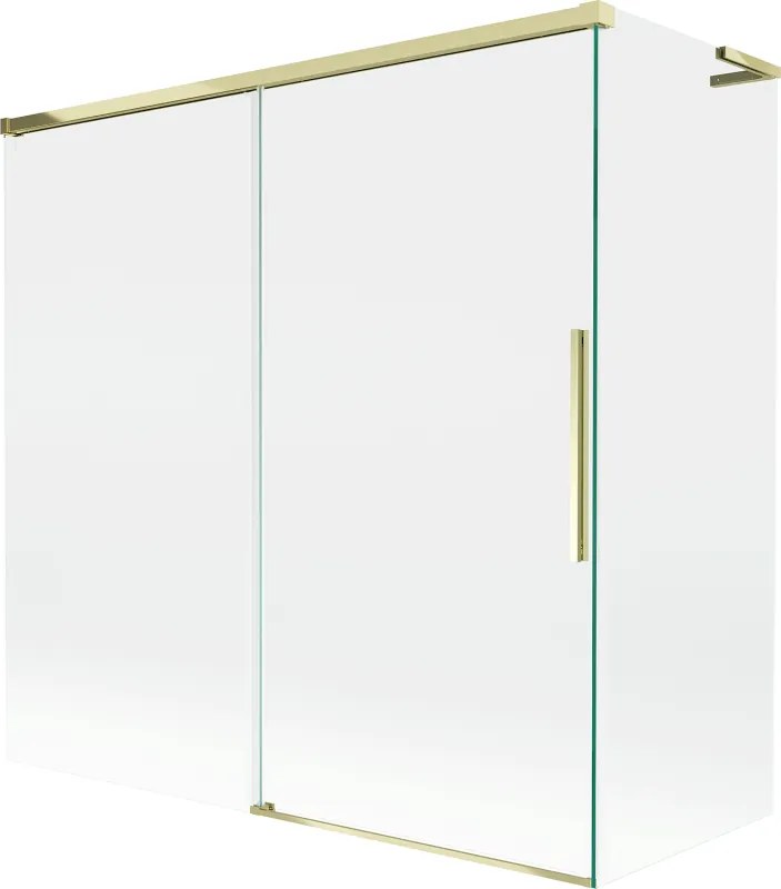 Mexen Rox, L posuvná 2-krídlová vaňová zástena 170 + 75 x 150 cm, 8mm číre sklo, zlatý lesklý profil, 8C9L-170-075-50-00