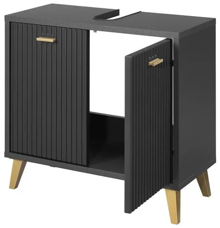 Livarno home Skrinka pod umývadlo vo zvlnenom vzhľade, antracitová (100378603)