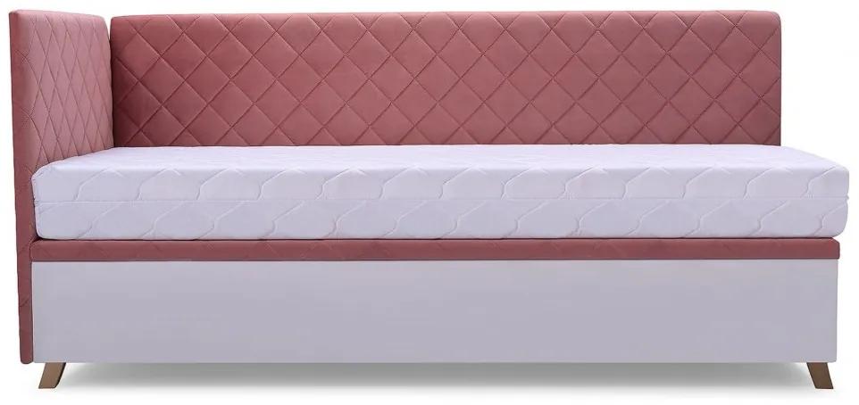 Čalúnená posteľ SOLO - FIDO | ružová 80 x 200 cm Farba: Ružová, Prevedenie: ľavé