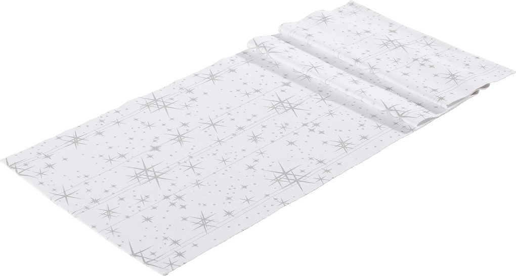 XXXLutz ÚZKY OBRUS, 40/150 cm, strieborná, biela X-Mas - Textil do domácnosti - 008632008702