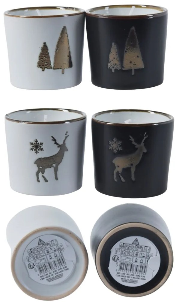 Vianočná sviečka v keramickom obale SNOWLIGHT 6 cm - viac variantov