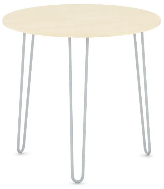 Okrúhly jedálenský stôl SPIDER, priemer 80 cm, sivo-strieborná podnož, breza