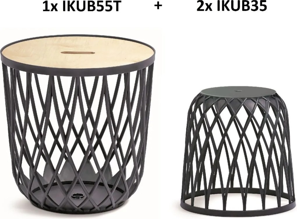 PROSPERPLAST Sada univerzálnych košov UNIQUBO 2+1, antracitová