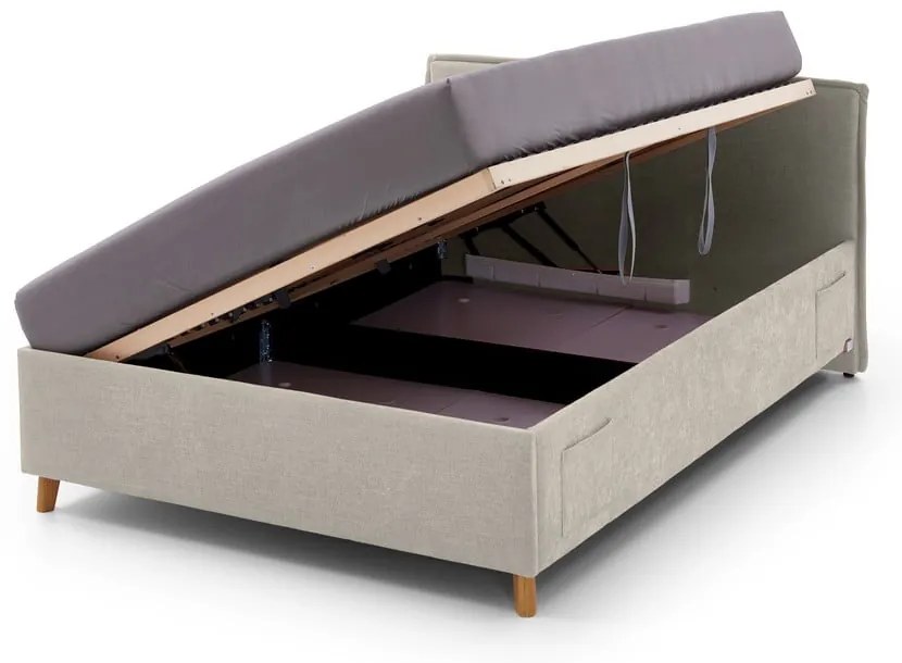 Béžová čalúnená detská posteľ s úložným priestorom s roštom 120x200 cm Fun – Meise Möbel