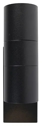 Vonkajšia nástenná lampa čierna 2-svetlá IP44 so senzorom súmraku - Duo