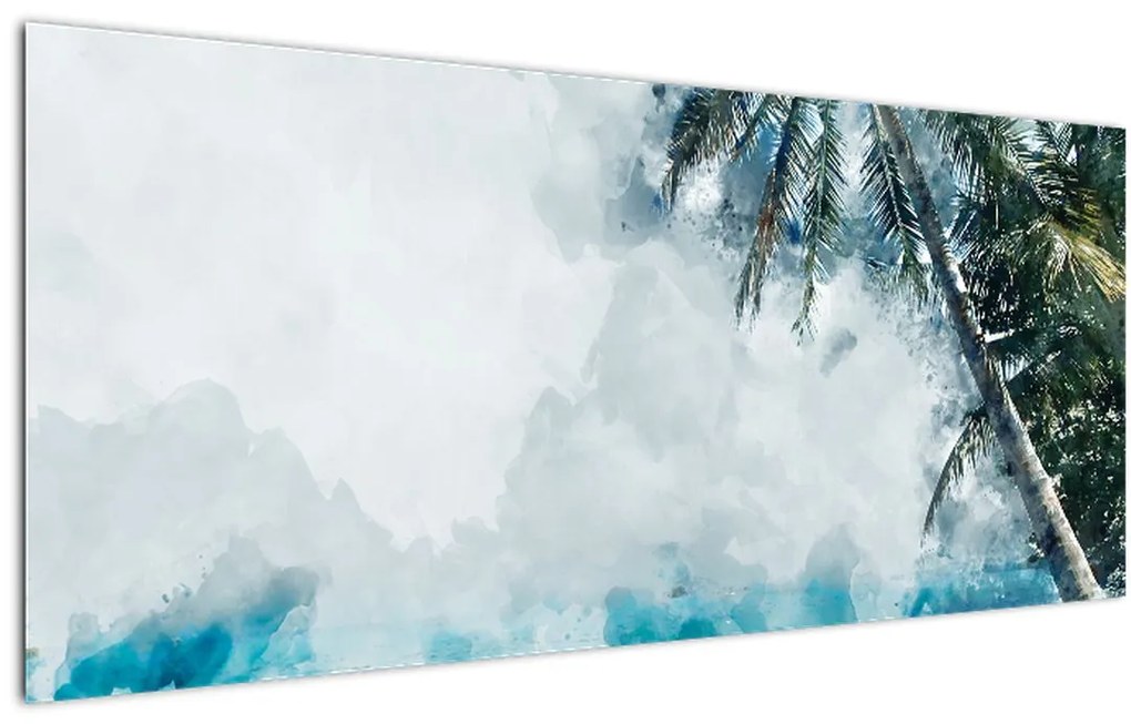 Obraz palmy nad morom (120x50 cm)