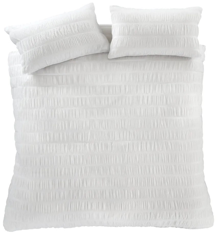 Biele krepové obliečky na dvojlôžko/predĺžené 230x220 cm Seersucker – Catherine Lansfield