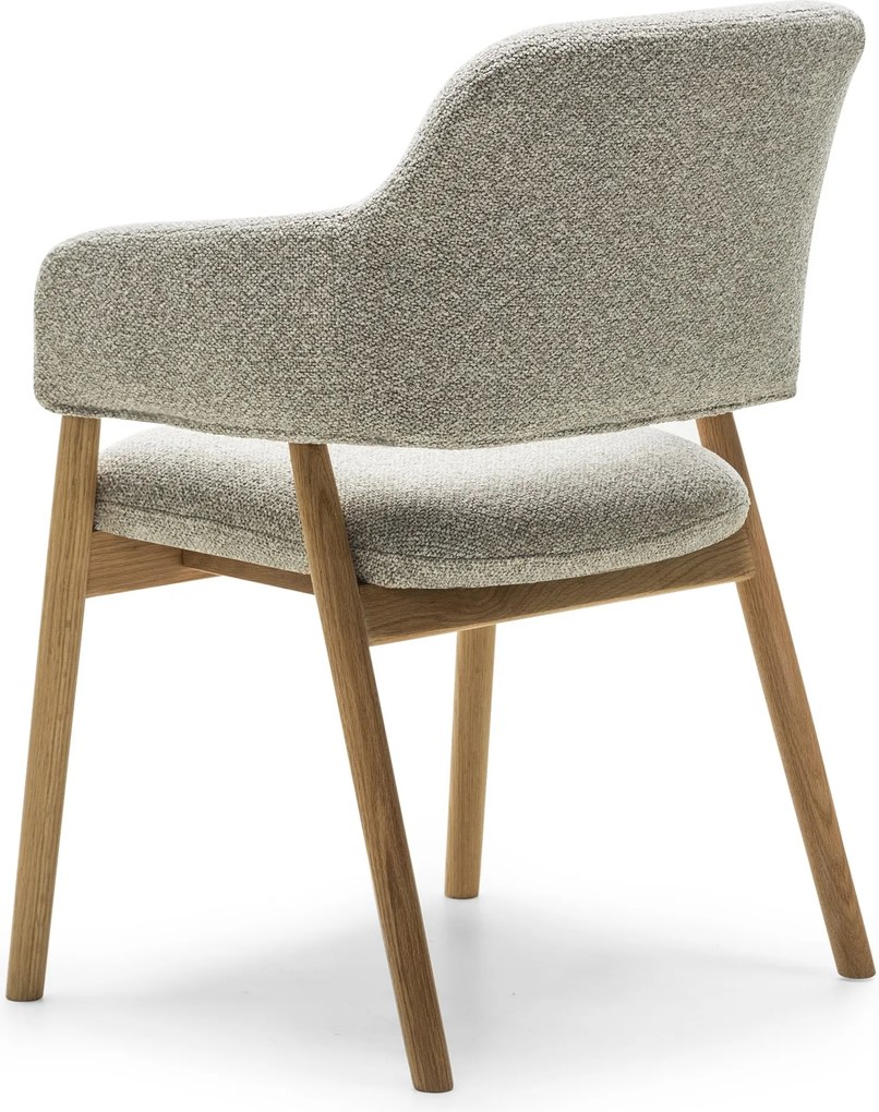 Čalouněné jídelní křeslo Sanremo bouclé světle šedé/dub přírodní