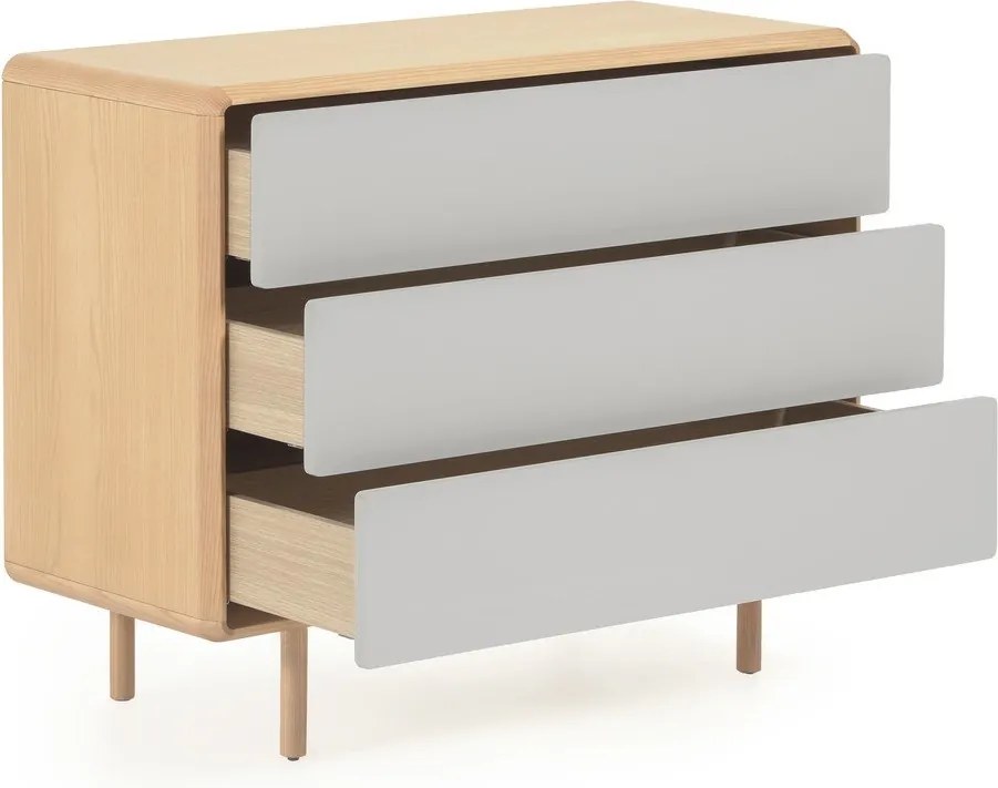 Sivá/v prírodnej farbe komoda v dekore jaseňa 99x78,5x42 cm Anielle – Kave Home