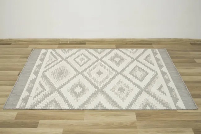 Šnúrkový koberec Berg 28364/34 Aztec Romby - sivý / krém