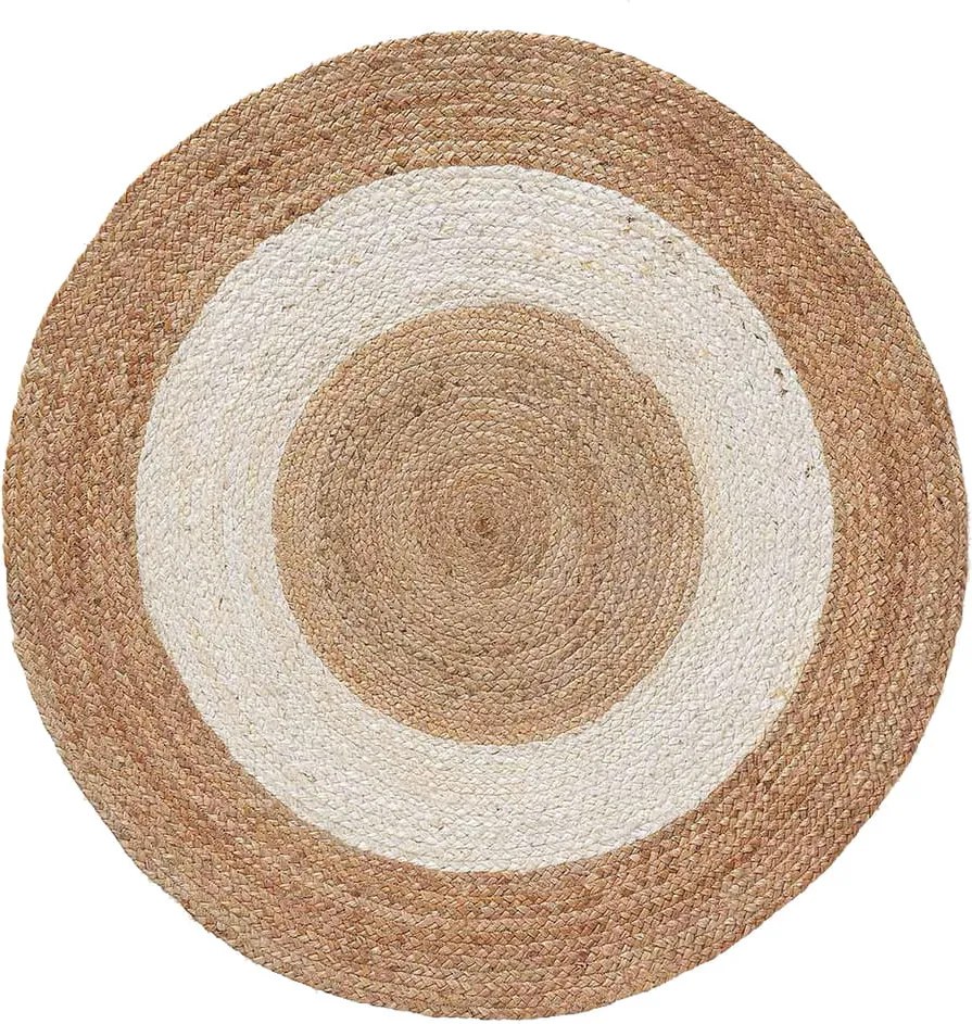 DomTextilu Nadčasový bielo hnedý okrúhly koberec z jutoviny 39714