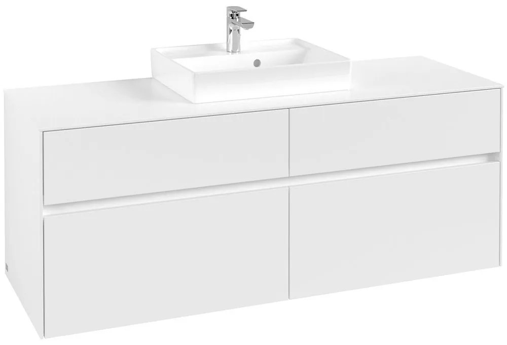 VILLEROY &amp; BOCH Collaro závesná skrinka pod umývadlo na dosku (umývadlo v strede), 4 zásuvky, 1400 x 500 x 548 mm, White Matt, C07300MS
