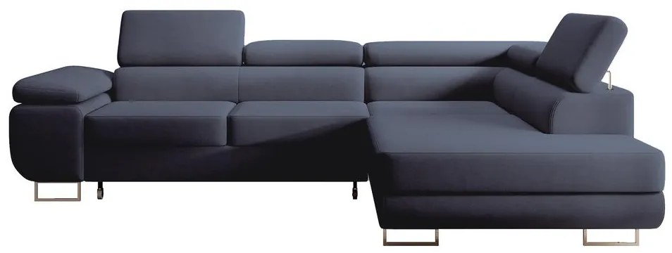 Rohová sedacia súprava Stiletto (P) (modrá + strieborná). Akcia -18%. Vlastná spoľahlivá doprava až k Vám domov. 1099711