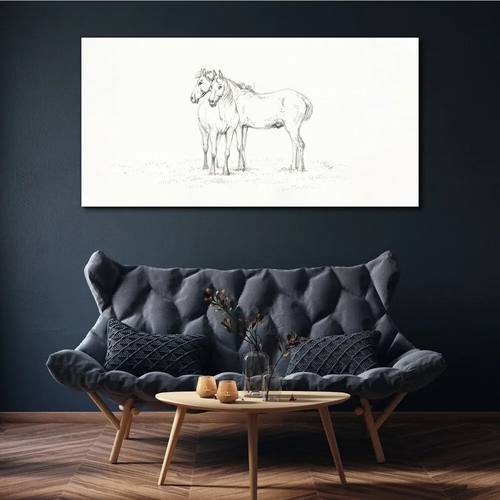 Obraz na plátne Kreslenie zvierat Kone