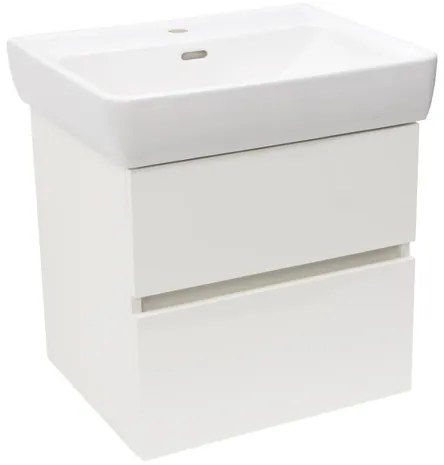 Kúpeľňová skrinka s keramickým umývadlom Laufen Naturel Project 52,5x51x45,3 cm biela lesk PROJECT260BI