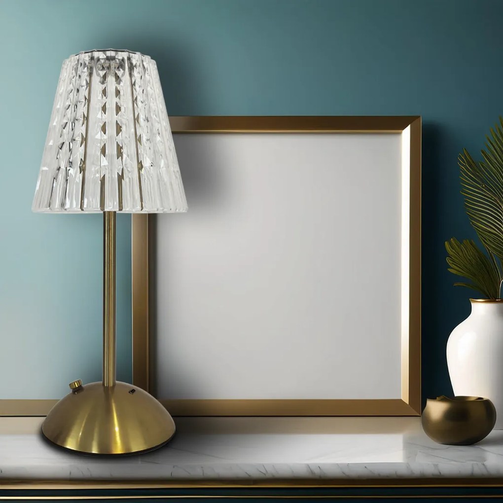 Stolná lampa Elba, 1x transparentné PVC tienidlo, g