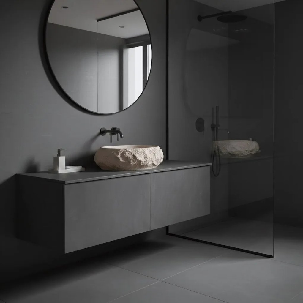 Rea Mika Warm, umývadlo na dosku 500x380x150 mm, béžová-imitácia kameňa, REA-U7347