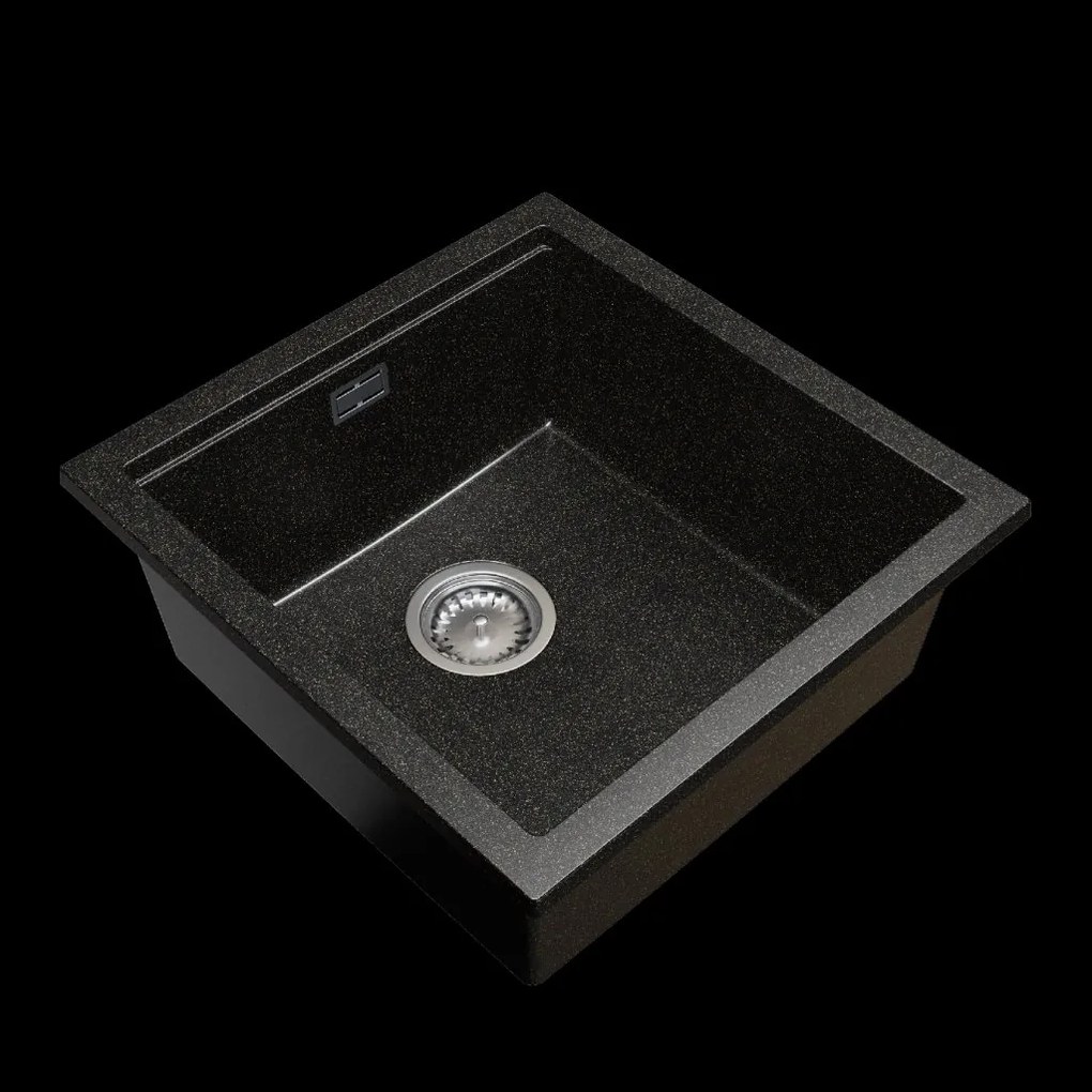 Gamma Decor 4850, 1-komorový granitový drez 480x500x215 mm, čierna so zlatými bodmi, GMA-ZLE000164