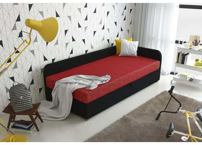 Čalúnená posteľ VALESKA 80x200, čierna + červená