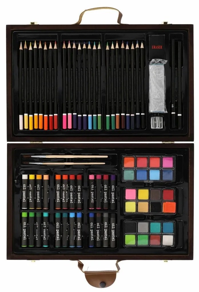 Sada na maľovanie - Art box kreatívna sada 79ks v drevenom kufríku vo fólii 37x23x5cm