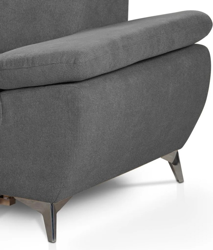 Rohová sedacia súprava Gisele, stredne šedá látka, ľavý roh