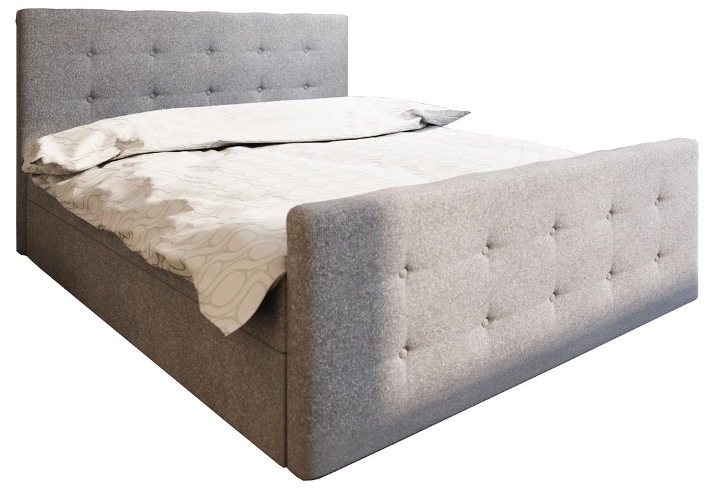 Manželská posteľ Boxspring 160 cm Milagros 1 (sivá) (s matracom a úložným priestorom). Akcia -21%. Vlastná spoľahlivá doprava až k Vám domov. 1046741