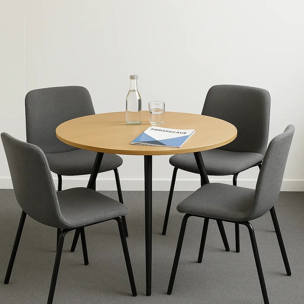 Konferenčný stôl PRIMO ZEN, priemer 120 cm, čierna podnož, sivá