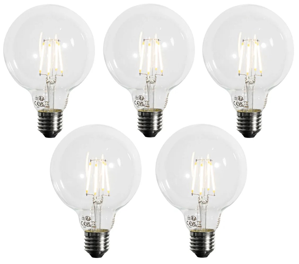 Sada 5 ks E27 3-stupňová stmievateľná LED žiarovka G95 4W 450lm 3000K