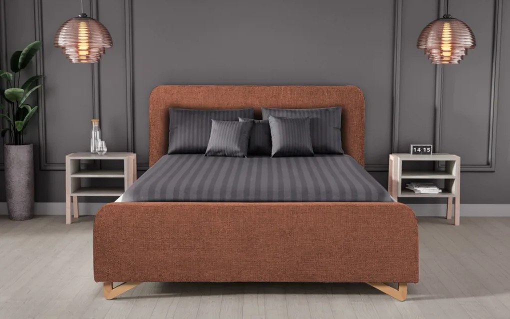 Posteľ Flamingo 180x200 cm, tehlová štruktúrovaná tkanina